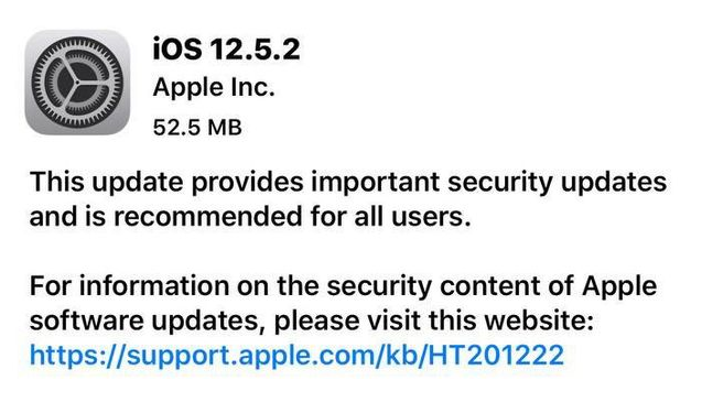 安顺苹果手机维修分享iOS12.5.2发布，建议所有老苹果用户安装 